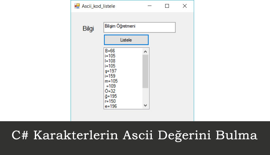 c karakterlerin ascii degerini bulma bilisim teknolojileri alani ogrencileri web sitesi