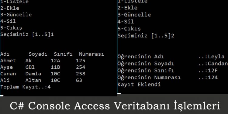 C# Console Veritabanı (Access) İşlemleri (Select-Insert-Update-Delete)