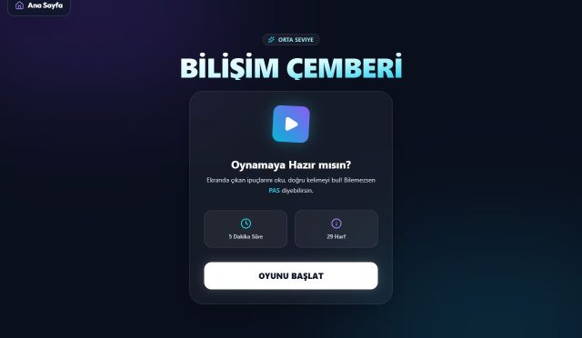 Bilişim çemberi kavram eşleştirme oyunu
