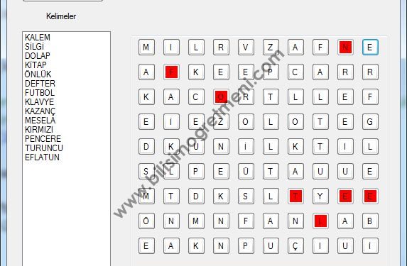 C# Örnekleri – Kelime Bulma Oyunu